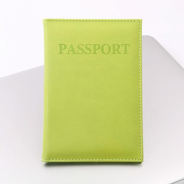 Travel Passport Cover Faux Leather Holder Light Green Travel Wallets