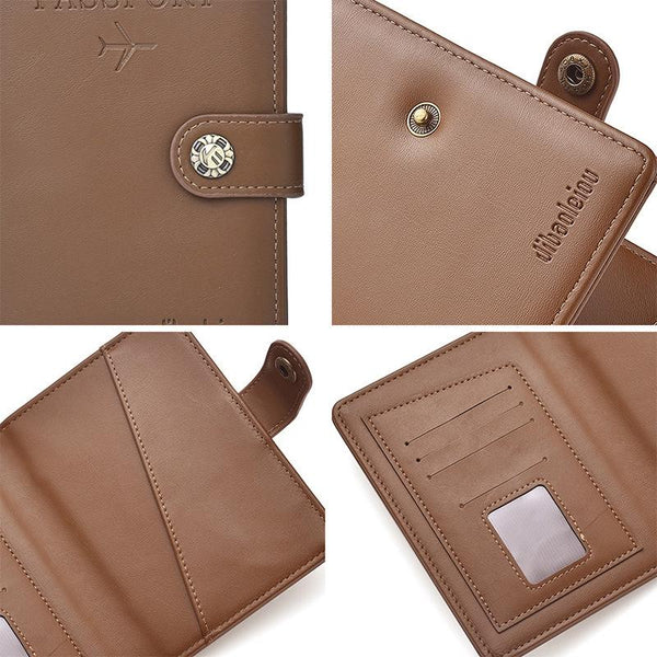 Multi Functional Passport Case With Buckle Dibaoleiou Pu Leather Dark Brown Other Travel Accessories