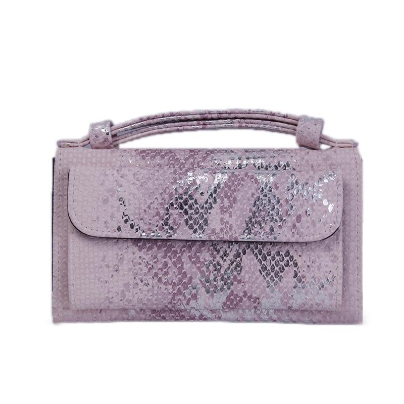 Snake Sequins Print Wrist Bag Multifunctional Chain One Shoulder Diagonal Wallet Nude Pink Wallets