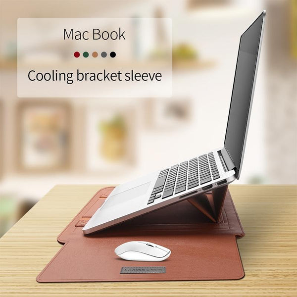 Parallel Universal 4 In Laptop Bag Waterproof Pu Leather Handle Stand Pen Holder Winders Mouse And Charger Bags 13 / 14 Inch Green Laptop Cases & Bags