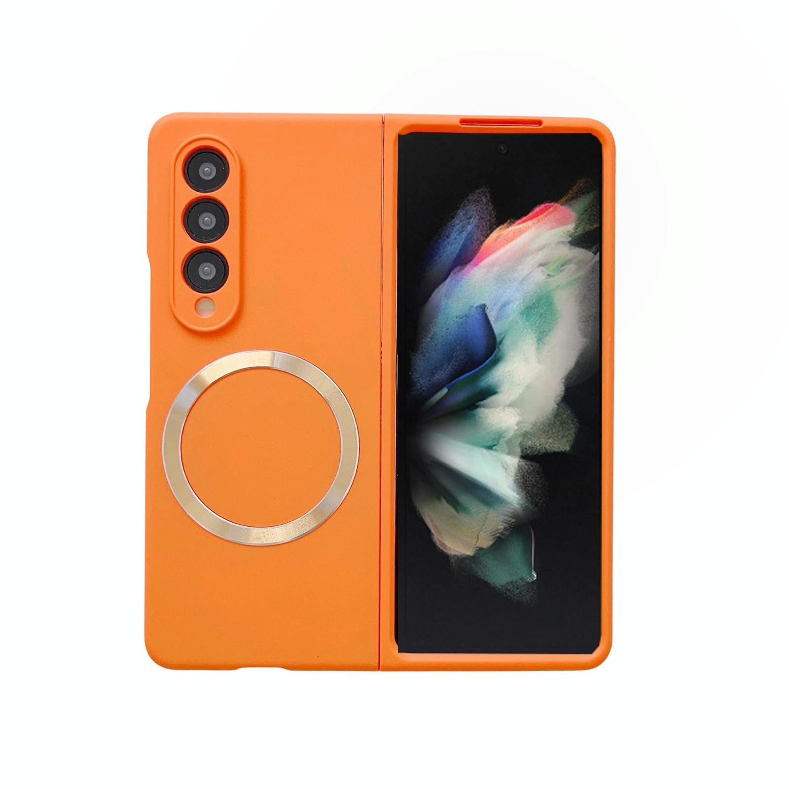 For Samsung Galaxy Z Fold4 5G Magnetic Skin Case Magsafe Orange Cases Covers & Skins