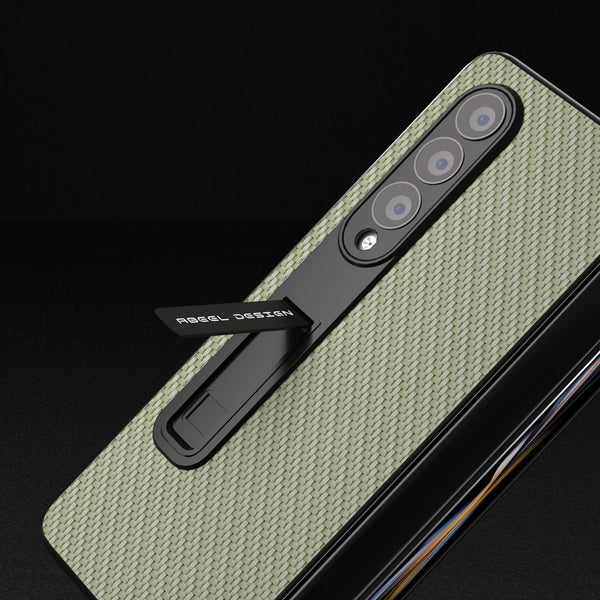 For Samsung Galaxy Z Fold4 5G Carbon Fiber Phone Case With Holder Black Cases Covers & Skins