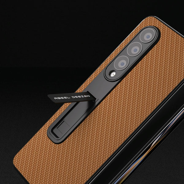 For Samsung Galaxy Z Fold4 5G Carbon Fiber Phone Case With Holder Black Cases Covers & Skins