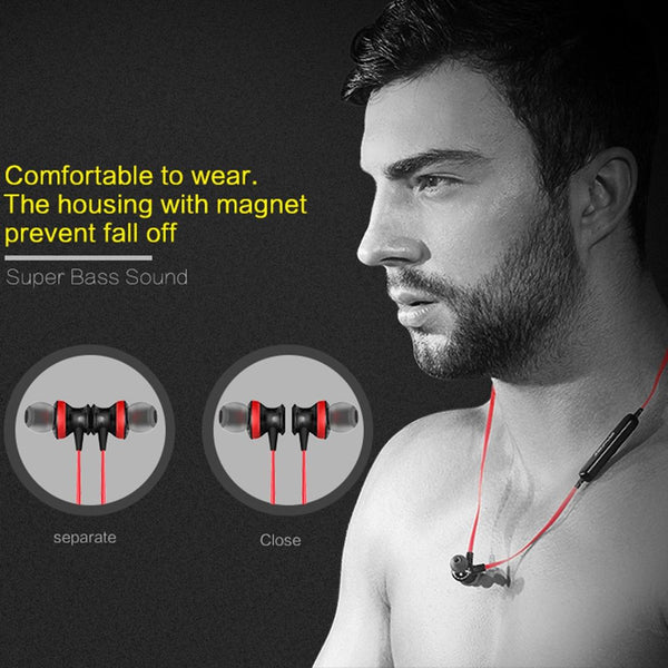 Wireless Magnetic Sport Earphones With Bluetooth Control Earbuds