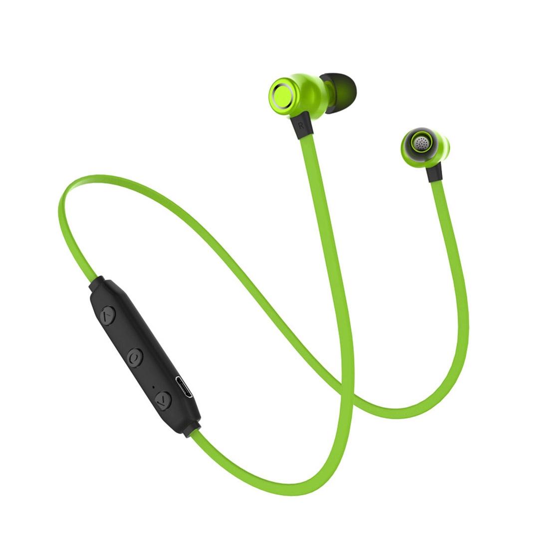 Xrm X5 Sports Ipx4 Waterproof Magnetic Wireless Bluetooth V4.1 Stereo In Headset Green Earbuds
