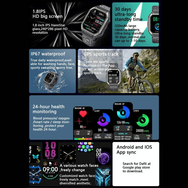 Waterproof Pedometer Sport Smart Watch Support Heart Rate Blood Pressure Monitoring Bt Calling Green Smart Watches