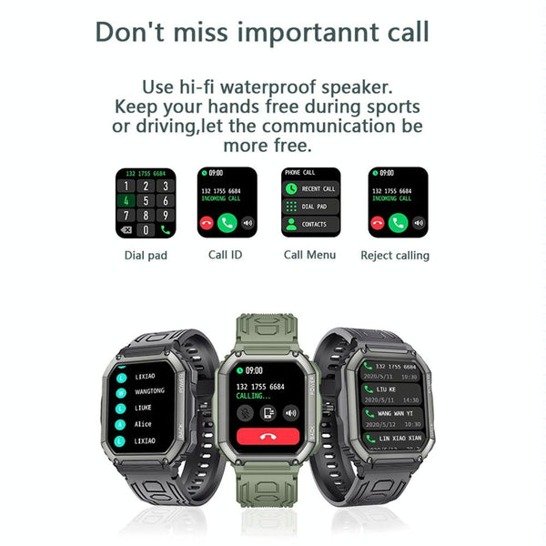 Waterproof Pedometer Sport Smart Watch Support Heart Rate Blood Pressure Monitoring Bt Calling Green Smart Watches