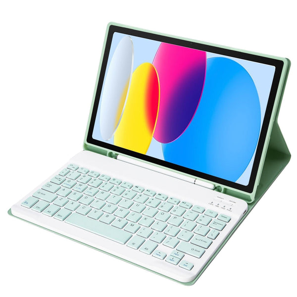 Parallel Deals Ultra Thin Bluetooth Keyboard Leather Tablet Case For Ipad 10.9 2022 With Pen Slot Green Laptop Cases & Bags