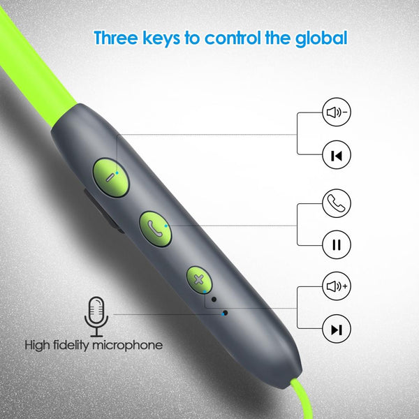 Bh I37 Wire Controlled Bluetooth 5.0 Earphone With Built In High Fidelity Microphone Green Earbuds