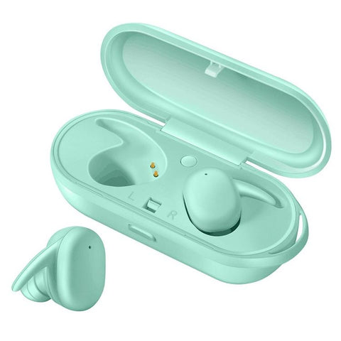 Waterproof Wireless Bluetooth Earphones With Magnetic Charging Box 300Mah Green Earbuds