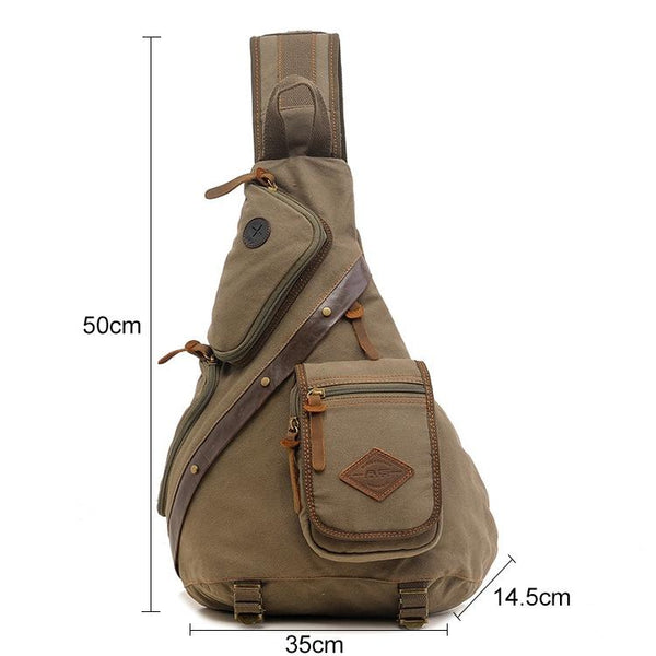 Multi Function Canvas Chest Bag Shoulder Messenger Crossbody Army Green Bags