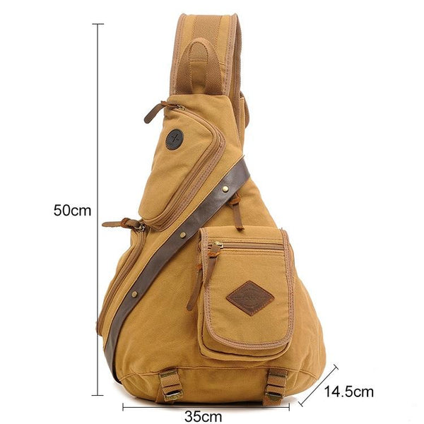 Multi Function Canvas Chest Bag Shoulder Messenger Crossbody Army Green Bags