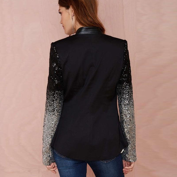 Sequins Slim Casual Women Suit Size Black 4Xl Coats Jackets & Vests