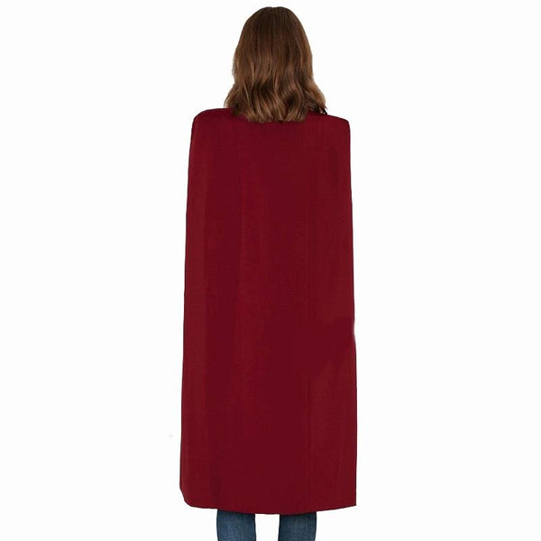 Women Casual Cape Unbuttoned Shawl Coat Red Size M Scarves & Wraps