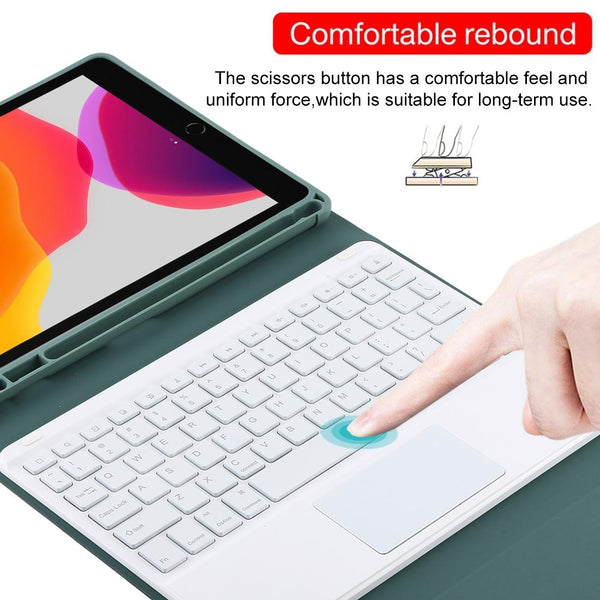 Bluetooth Tablet Case For Ipad 10.2 / Air 2019 With Touch Pad & Backlight Pen Holder Detachable Dark Green Laptop Cases & Bags