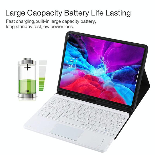 Bluetooth Tablet Case For Ipad Pro 11 With Touchpad & Pen Slot Detachable Microfiber Leather Dark Green Laptop Cases & Bags