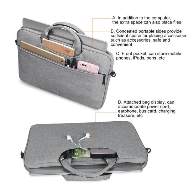 Parallel Deals 13.3 Inch Hidden Portable Strap One Shoulder Handbag Waterproof Oxford Cloth Dark Gray Laptop Cases & Bags