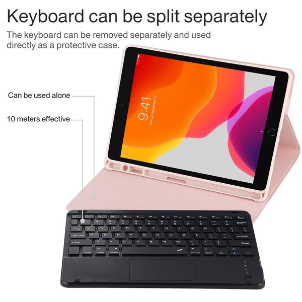 Bluetooth Keyboard & Tablet Case For Ipad 10.2 / Air 2019 Detachable Touch Pad Pen Slot Holder Microfiber Leather Dark Green Black Keyboards