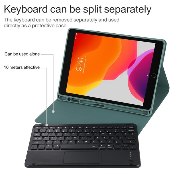 Bluetooth Keyboard & Tablet Case For Ipad 9.7 With Touch Pad Pen Slot Holder Detachable Microfiber Leather Dark Green Keyboards