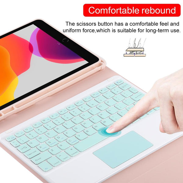 Bluetooth Keyboard & Tablet Case For Ipad 10.2 / Air 2019 Detachable Touch Pad Pen Slot Holder Microfiber Leather Dark Green Light Keyboards