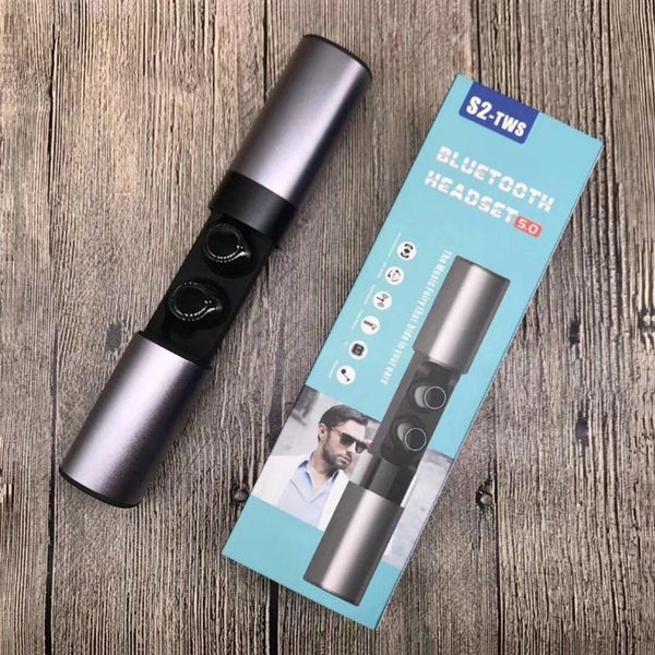 Wireless Tws Bluetooth V5.0 Earphones With Drawer Type S2 Design Grey Earbuds