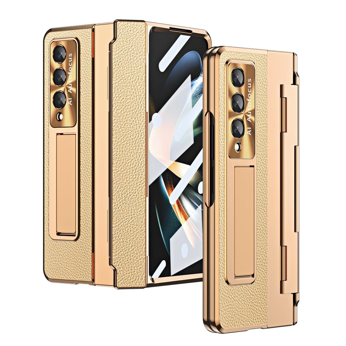 For Samsung Galaxy Z Fold4 5G Full Coverage Phone Case With Hinge Integrated Design Gold Other Mobile Accessories