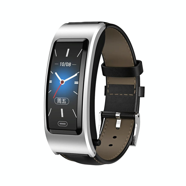 Bluetooth Sleep Heart Monitor Bracelet B7 Silver + Black Leather Belt Smart Watches