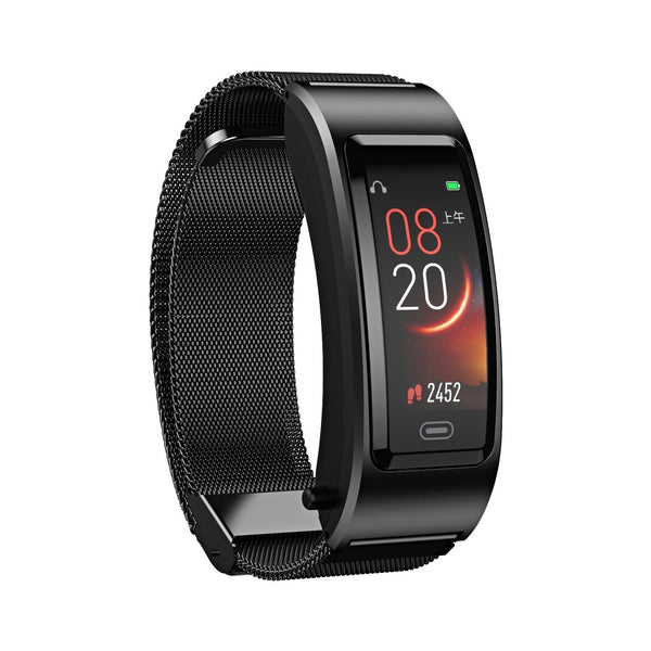 Bluetooth Sleep Heart Monitor Bracelet B7 Silver + Black Leather Belt Smart Watches