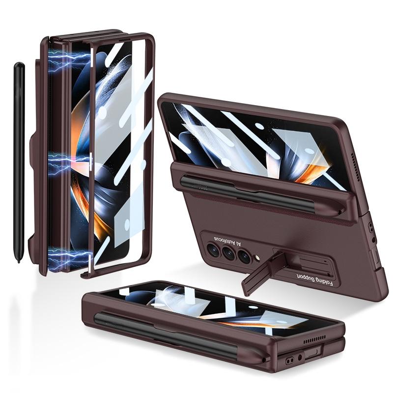 For Samsung Galaxy Z Fold4 5G Foldable Magnetic Flip Case With Holder & Pen Slot Gkk Wine Red Cases Covers & Skins