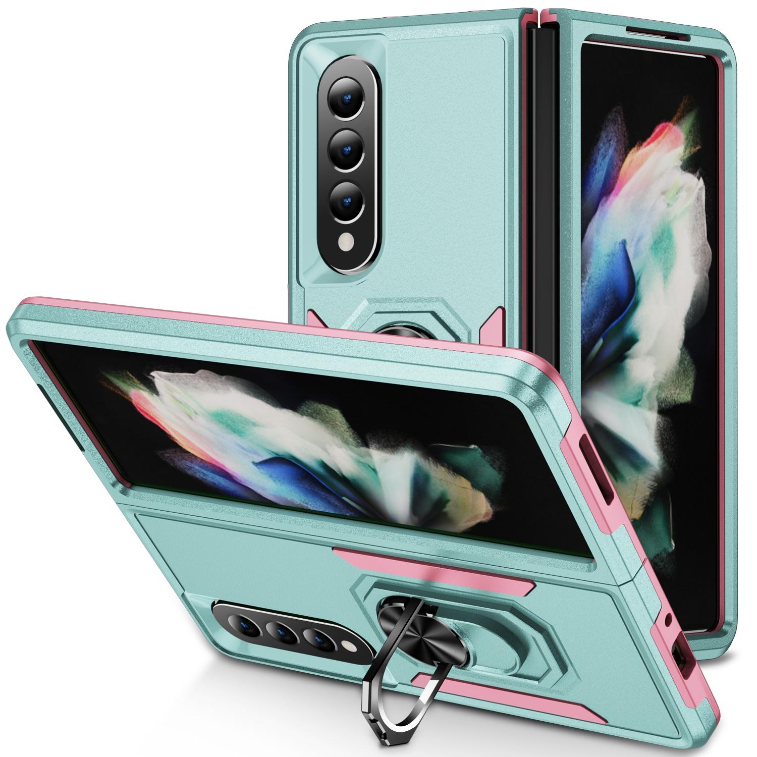Shockproof Case With Holder Pc Tpu For Samsung Galaxy Z Fold4 5G Green Pink Cases Covers & Skins