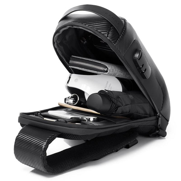 Carbon Fiber Anti Theft Waterproof Crossbody Chest Bag Men Women 34 X 18 10 Cm Grey Bags