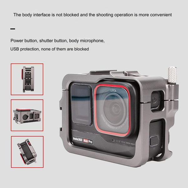 Aluminum Alloy Metal Rabbit Cage For Insta360 Ace Pro Camera Cases Bags & Covers