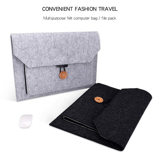 Parallel Deals Versatile Felt Laptop Inner Bag With Button Closure Grey Laptop Cases & Bags