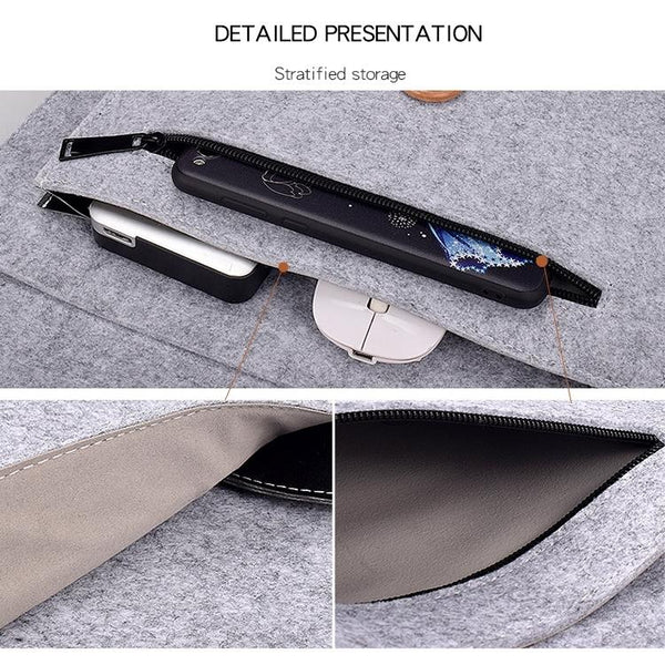 Parallel Deals Versatile Felt Laptop Inner Bag With Button Closure Grey Laptop Cases & Bags