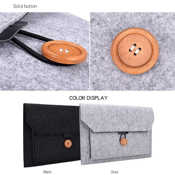 15.4 Inch Grey Felt Laptop Inner Bag With Multi Purpose Button Laptop Cases & Bags