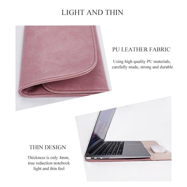Horizontal Magnetic Leather Laptop Inner Bag Invisible Buckle Grey Laptop Cases & Bags