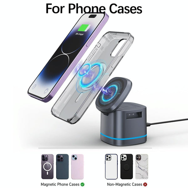 15W 3 In Magnetic Wireless Charger Grey Chargers & Cradles