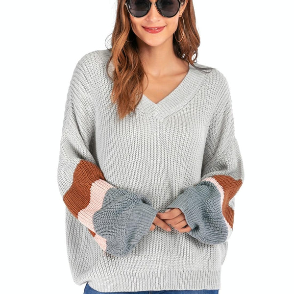 Fashion Casual V Neck Sweater Grey Xl Hoodies & Sweatshirts