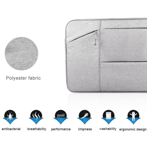 15.6 Inch Light Grey Laptop Tablet Bag With Multiple Pockets Portable & Stylish Laptop Cases & Bags