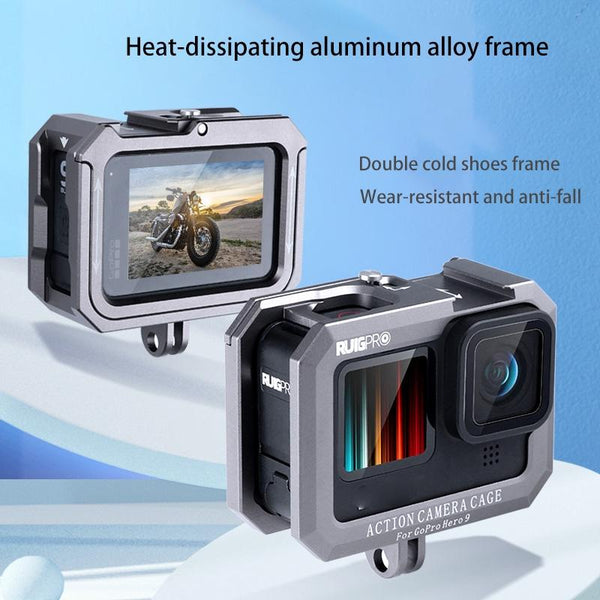 Metal Border Frame Mount For Gopro Hero10 / 9 With Dual Cold Shoes Base Other Camera & Photo Accs