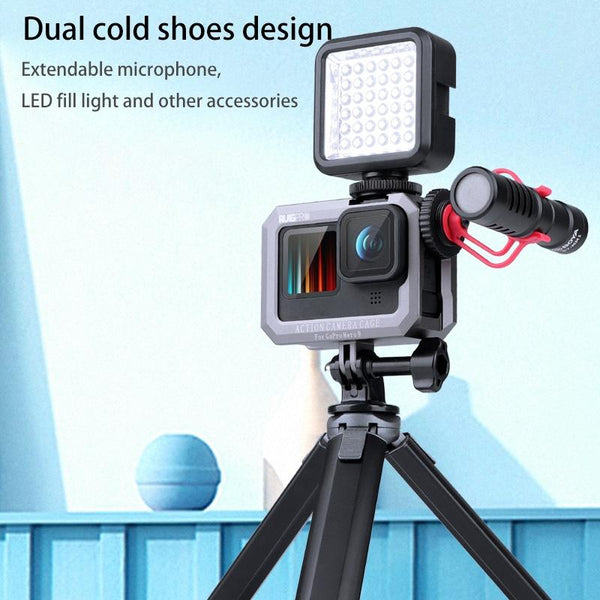 Metal Border Frame Mount For Gopro Hero10 / 9 With Dual Cold Shoes Base Other Camera & Photo Accs