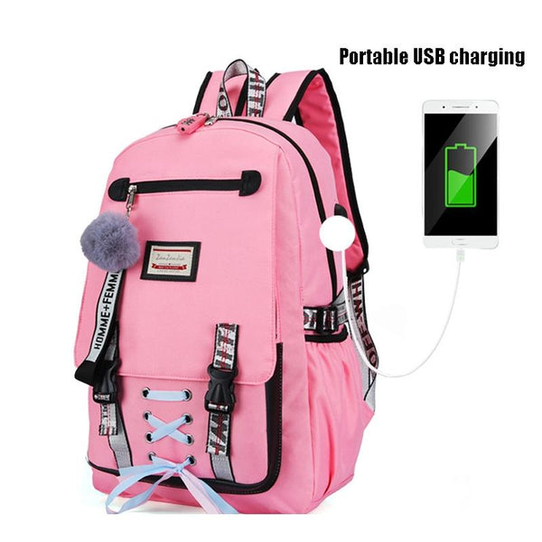 Anti Theft Usb Backpack For Sports And Leisure Purple Women Backpacks