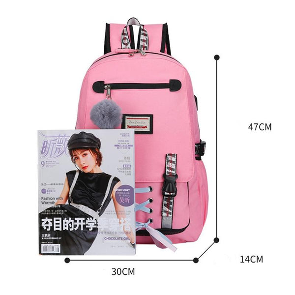 Anti Theft Usb Backpack For Sports And Leisure Purple Women Backpacks