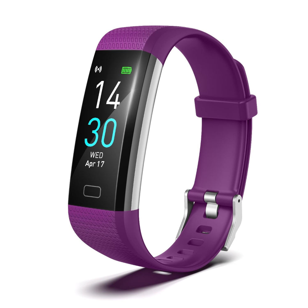 Waterproof Fitness Tracker Watch With Heart Rate Monitor Purple Fashion Accessory Smart Watches