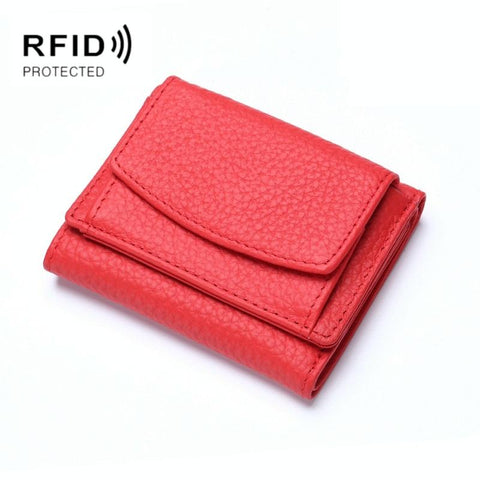 Compact Rfid Leather Coin Purse Wallet Secure & Stylish Red Wallets