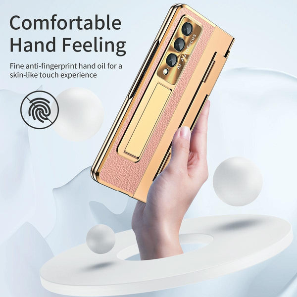 For Samsung Galaxy Z Fold4 5G Full Coverage Phone Case With Hinge Integrated Design Gold + Blue Other Mobile Accessories