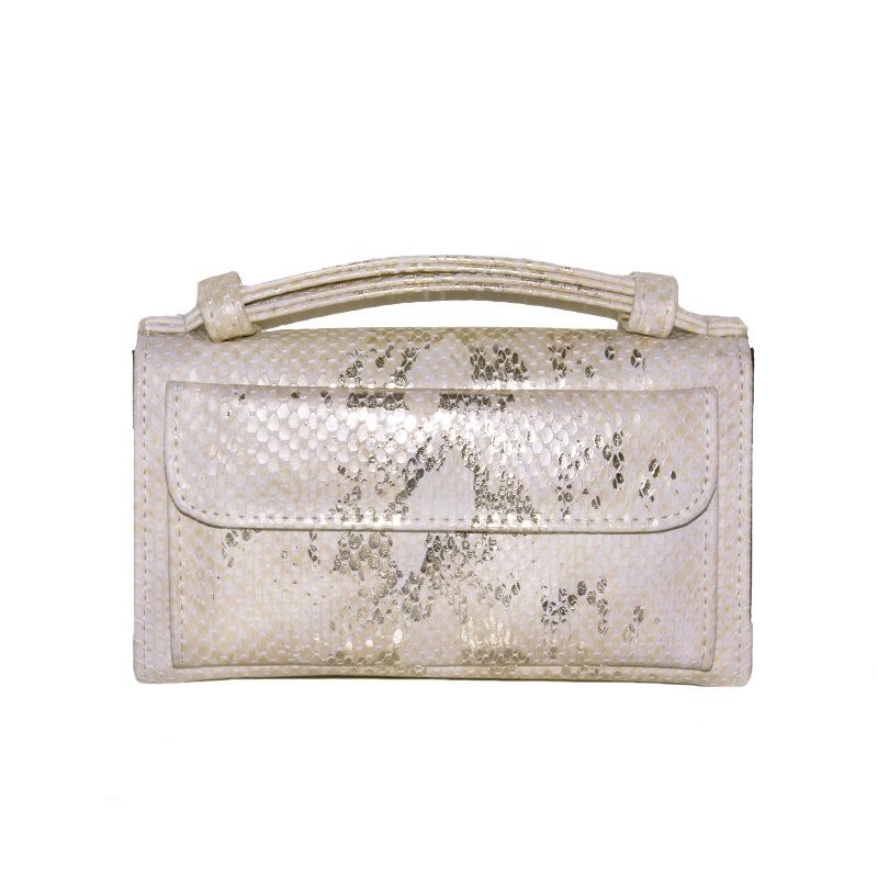 Snake Sequins Print Wrist Bag Multifunctional Chain One Shoulder Diagonal Wallet Rice White Wallets