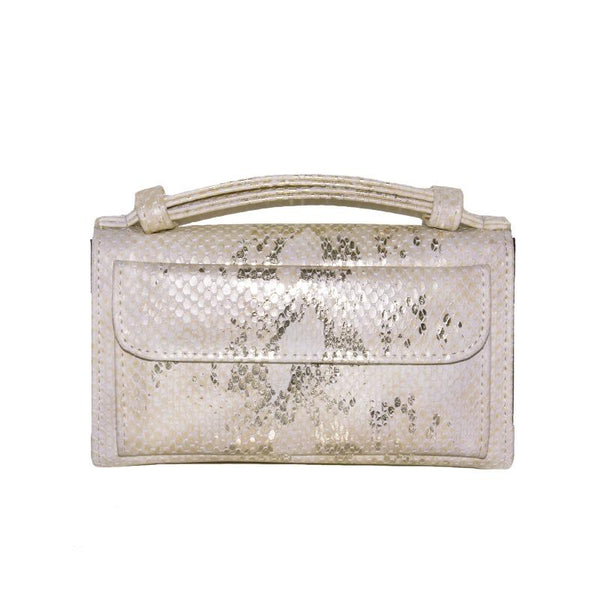 Snake Sequins Print Wrist Bag Multifunctional Chain One Shoulder Diagonal Wallet Rice White Wallets