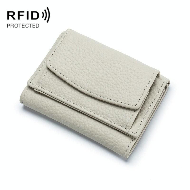 Compact Rfid Leather Coin Purse Wallet Secure & Stylish Rice White Wallets