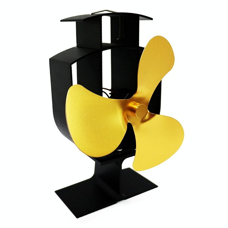 3 Blade High Temperature Metal Heat Powered Fireplace Stove Fan Gold Fireplace & Stove Accessories